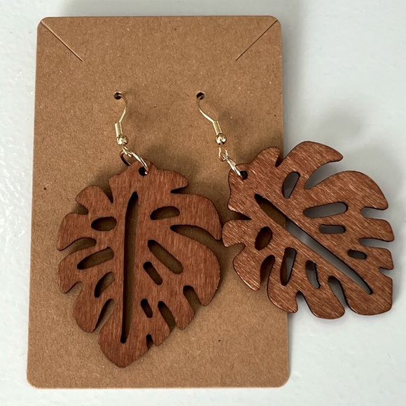 PALM EARRINGS | Wood | NWT - Picture 1 of 6